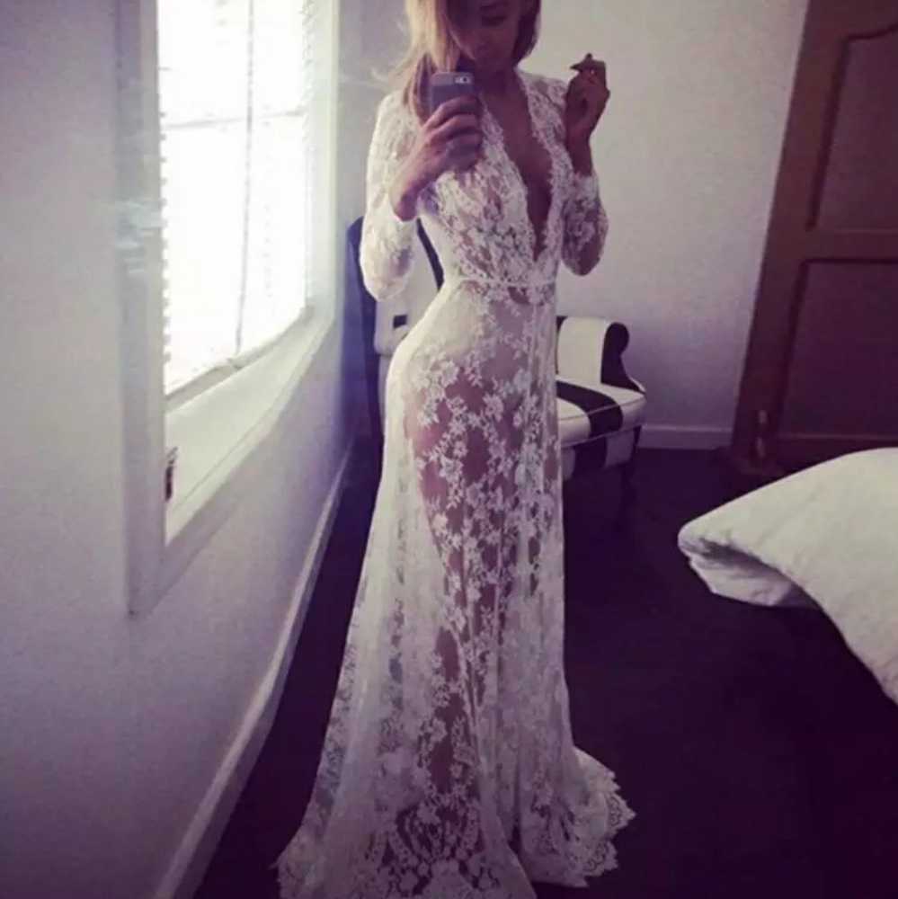1 LEFT! Maxi White Lace Dress